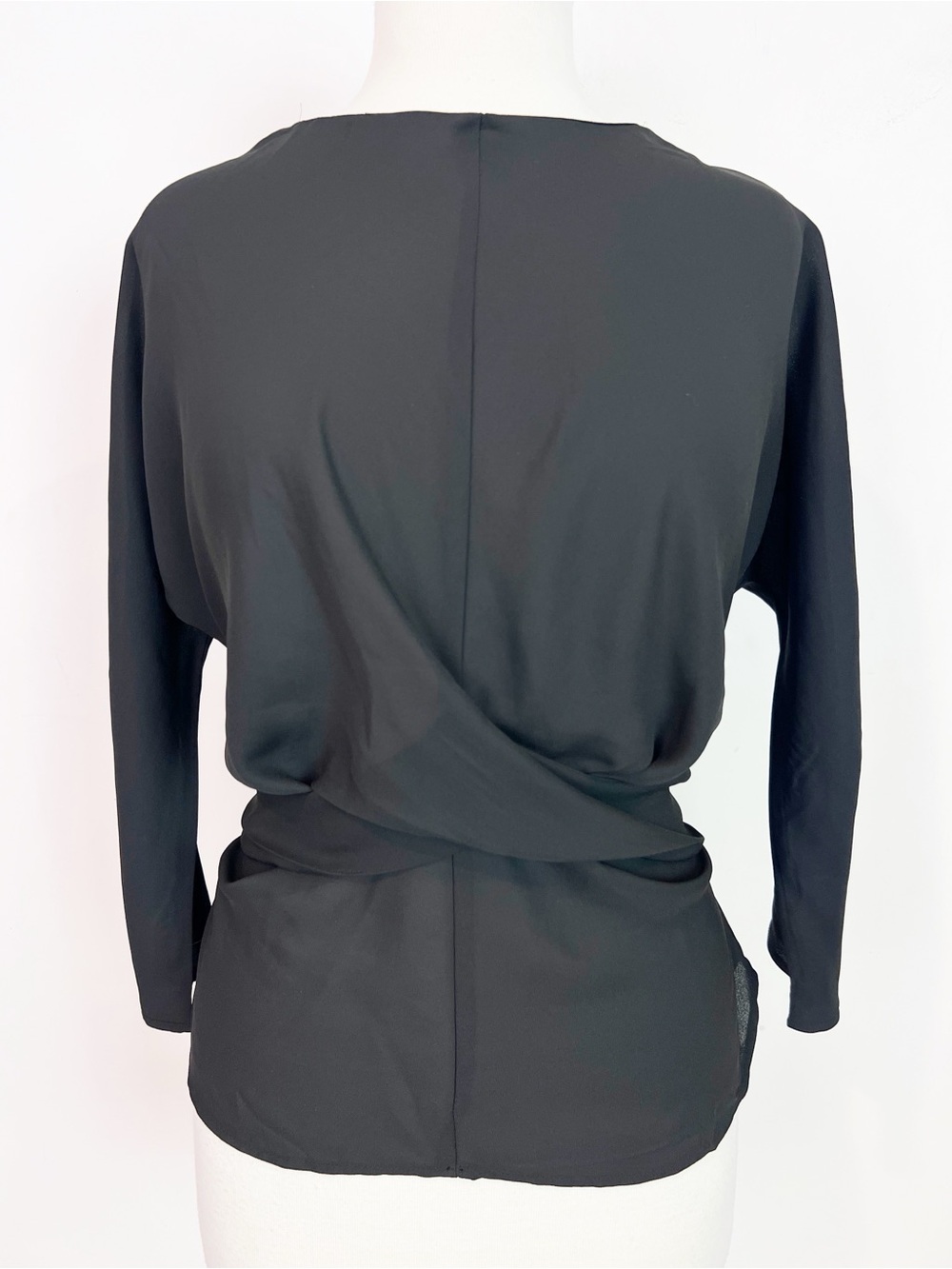 FASHION NOVA BLACK 3/4 SLEEVE BLOUSE WITH TIE WOMENS SZ LARGE